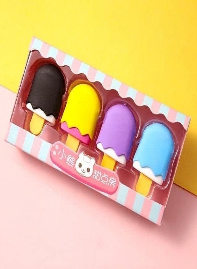 KALRA MAGIC® 4 Pcs Ice-Cream Shape Erasers + 1 Burger Sharpener | Cute & Fun Stationery Set - Image 3